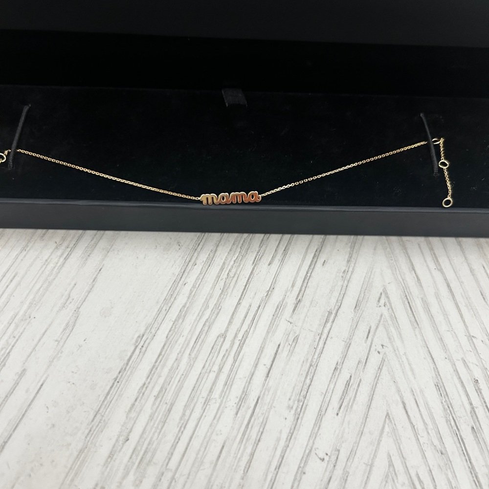 Solid 14k Gold Mama bracelet with size adjustment Chain